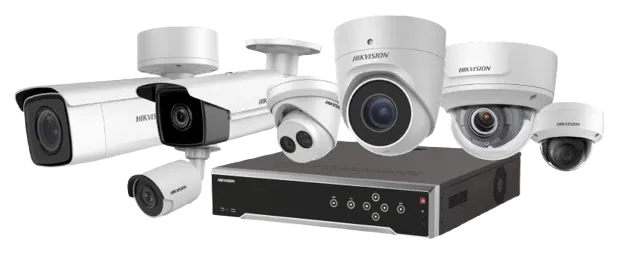 Lineup van Hikvision bewakingscamera's en netwerkrecorder die wij installeren